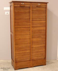 Antico classificatore archivio schedario serranda in rovere